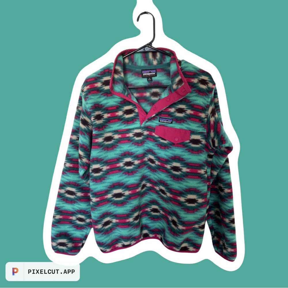 Patagonia synchilla rare teal aztec sz S EUC